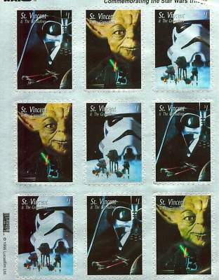 1995 STAR WARS STAMP SHEETS COMMEMORATING THE STAR WARS TRILOGY W/ COA'S = L= - Image 1 of 2