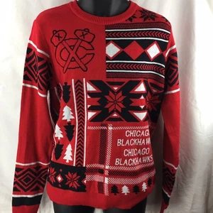 Chicago Blackhawks Parches Cuello Redondo Feo Suéter de Navidad TALLA M - Imagen 1 de 5