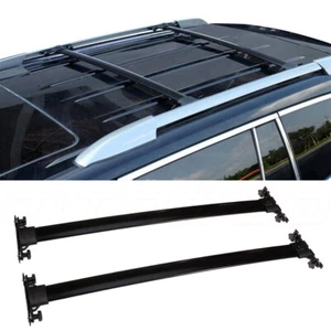 Top Roof Rack Cross Bar Luggage Fits 2008-2013 Toyota Highlander Black Aluminum - Picture 1 of 9