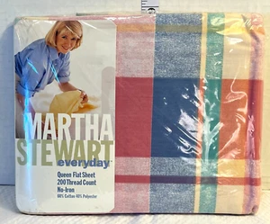 Sábana plana Martha Stewart Queen 1997 de colección 200 hilos luz Madras Rose nueva de colección - Imagen 1 de 7