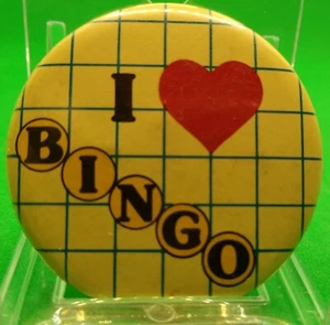 1,75" Vintage I Herz Liebe Bingo Neuheit Pin Button - Bild 1 von 2