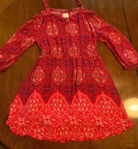 Girls Oneill Dress Size Large Floral Red Blue Orange White - Picture 1 of 5
