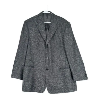 Jhane Barnes 男式 US 44 意大利灰色 3 纽扣西装外套羊毛混纺豪华旧钱 — 第 1/4 张图片