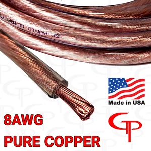 30ft TRUE AWG 8 Gauge OFC Copper Clear Jacket Power Wire Ground Cable GP Audio - Picture 1 of 1