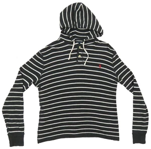 Ralph Lauren Polo Black Red Pony Waffle Mens Hoodie Hooded Pullover Jacket M - Picture 1 of 7