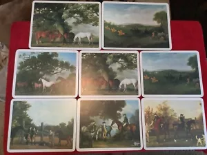 Juego de 8 manteles y colchonetas para servir ecuestres con espalda de fieltro incluido Fox Hunt - Imagen 1 de 10