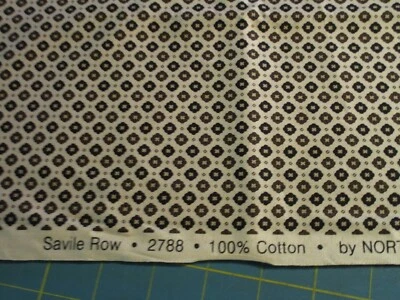 WOF x 27" Long New Cotton Fabric Vintage Looking Tan & Brown Print Savile Row - Image 1 of 4