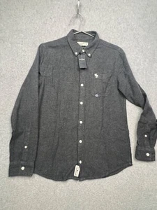 Abercrombie Kids Fleece Long Sleeve Button Up Shirt Boys Youth Kids 13/14 Gray - Picture 1 of 12