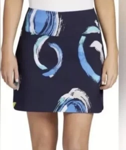 NEW Lady Hagen Tummy Control Pull On Skort Navy Print Golf Women's 17” Sz Small - Picture 1 of 6