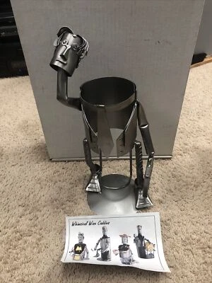 H&K STEEL SCULPTURES HANDMADE WHIMSICAL WINE HOLDER LAWYER ESQUIRE - Image 1 of 4