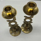 Set of 2 Vintage International Silver Co. Brass Joy” Pillar Candle Holders