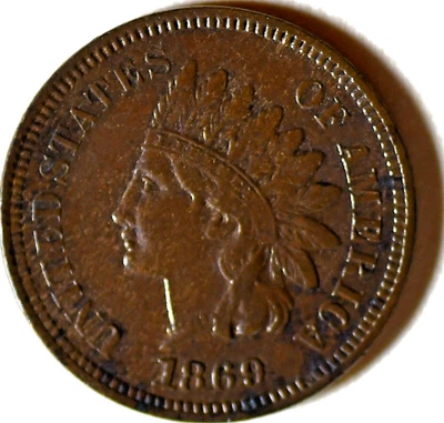 Centavo indio 1869 elección AU Foto 1 de 2