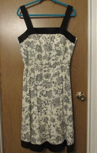 Vtg R&K sz 12 Cream/Black Floral Bandana A-Line Sleeveless Midi Dress Rockabilly - Picture 1 of 11