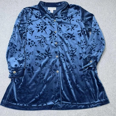 Camisa túnica de terciopelo azul marino Cottagecore de colección Diane von Furstenberg para mujer talla M Foto 1 de 4
