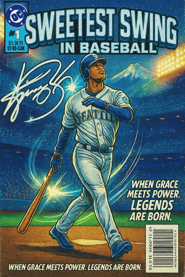 Ken Griffey Jr. Custom Comic Poster Image 12X8IN Metal Sign Mariners Vintage A - Image 1 of 4