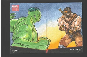 Upper Deck MARVEL Battle Booklet Original Sketch Card LEON BRAOJOS Hulk Hercules - Picture 1 of 3