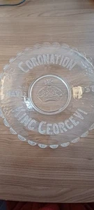 Vintage Glass Bowl Coronation of King George VI in 1937. Used But Good Condition - Picture 1 of 21