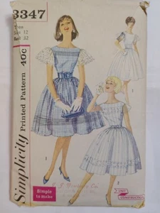 Dress Fit Flare 12 Teen Girls Simplicity 3347 Sewing Pattern VTG Party Evening - Picture 1 of 10