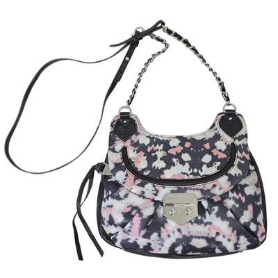 Bolso Bandolera Aimee Kestenberg Cuero Rosa Negro Estampado Plateado Herrajes Foto 1 de 4