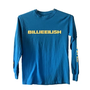 Camicia manica lunga Billie Eilish piccola blu gialla - Dont Smile At Me Tour Shirt - Foto 1 di 5