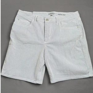 Riders by Lee Striped Mid Rise Denim Shorts Blue White Size 12 - Picture 1 of 3