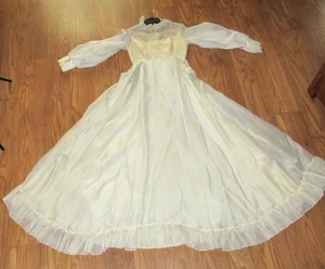 Abito da sposa vintage taglia 4-6 costume Halloween zombie sposa avorio pizzo tulle - Foto 1 di 12