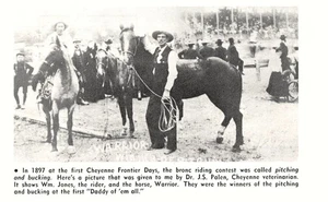 William Jones on Warrior 1887 1st Cheyenne Frontier Days 5.3x3.3" De colección Mag Recorte - Imagen 1 de 1