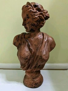 Terracotta sculpture bust of a Greek Woman Goddess Statue Rustic 20" Art Noveau - Picture 1 of 7