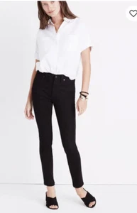 Madewell Cotton Mid Rise Stretch Black Fade Wash Slim Jeans Size 23T - Picture 1 of 13