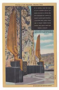 art deco cartolina vintage in lino / Figure della Repubblica Diga di Masso / Colorado - Foto 1 di 2