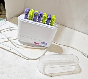 Vintage Conair Hot Sticks Hair Setter Rollers 14 Flexible Rubber Purple & Green - Picture 1 of 7
