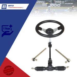 For 110cc Go Kart Cart Steering Wheel Kit Gear Rack Pinion Adjustable Shaft Set - Picture 1 of 7