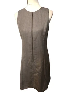 Vintage Rafaella wool sheath gray taupe front zip accent sheath career dress Siz - Picture 1 of 12