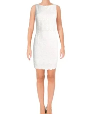 Womens Ivory Lace Cocktail Mini Dress L 14 New Wedding Neutral American Living  - Image 1 of 4