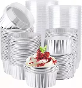 New- Silver Cupcake Liners, 200pcs 5oz Mini Cake Pans Aluminum Foil Baking - Picture 1 of 5