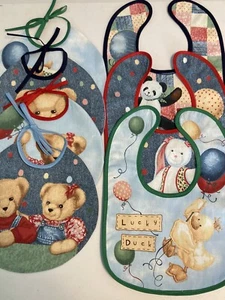 Handgefertigte Baby Lätzchen/blaue Jeans Teddy 7er Set - Bild 1 von 11