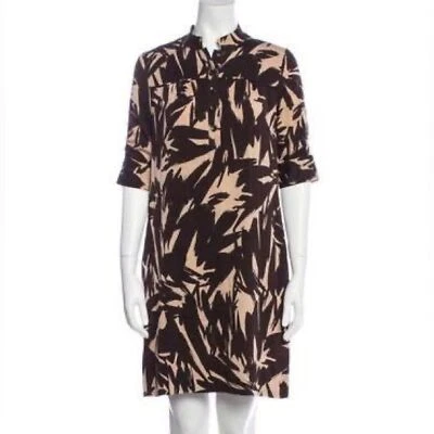 Vestido DVF Diane Von Furstenburg Marrón Palma Estampado Floral Talla 6 Foto 1 de 4
