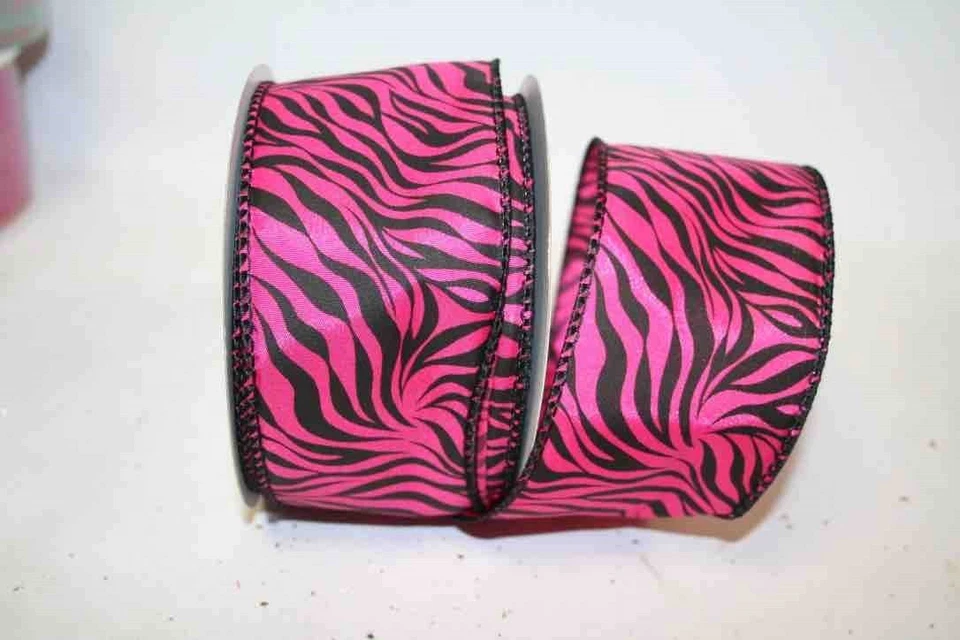 5 yds ZAWADE TIGER PRINT WIRE EDGE RIBBON 2 1/2" w (your choice of 4 colors) - Image 1 of 1