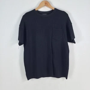 Zara mens t shirt size M black crepe knit short sleeve round neck 060466 - Picture 1 of 8