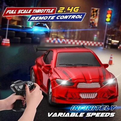 1/64 Race Car 4WD Speed Drift RC Vehicle Remote Contrl Sportscar Model Toys Red - Image 1 of 4