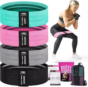 4 Fabric Booty Exercise Bands for Women & Men - Glute, Hip & Thigh Resistance... - Picture 1 of 8