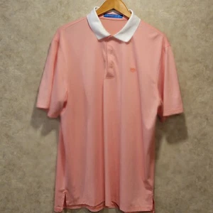 Southern Tide Men's Golf Stretch Polo Orange White Striped W/White Collar Size L - Picture 1 of 9