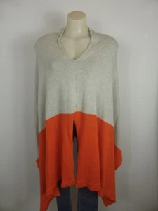 INDUS Cute orange grey Poncho shrug Jumper 6 8 10 12 16 wool look - Picture 1 of 4