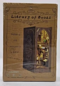 DIY LIBRARY OF BOOKS 3D Wooden Puzzle LED Light Model Kit Bookend Decoration - Picture 1 of 4