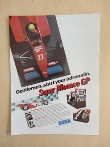Super Monaco GP Video Arcade Machine Flyer Original Magazine Pull Out Ad - Picture 1 of 1