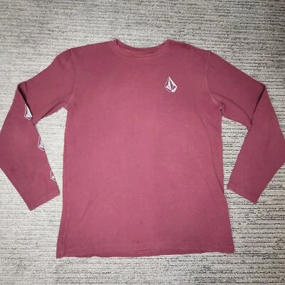 Volcom Size L Mens Sweater Crew Neck Long Sleeve Casual Thermal Waffle Burgundy - Image 1 of 4