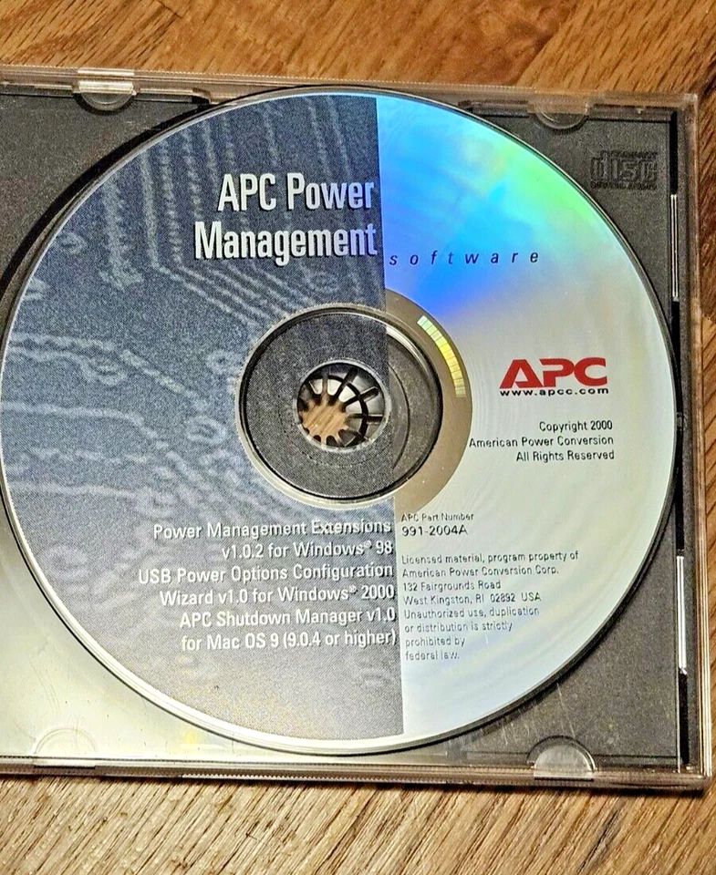 APC Power Management Software CD Windows 98/2000/& Mac OSX 9.0.4 - Good - Image 1 of 4