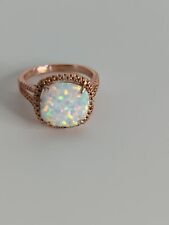 Natural Opal Gemstone Rose Gold Plated 925 Sterling Silver Size 7.5 Ring A208 