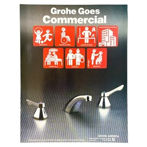 Grohe Commercial Fixtures Print Ad 1988 8.5x11 Vintage Interior Design 80s Bath - Picture 1 of 1