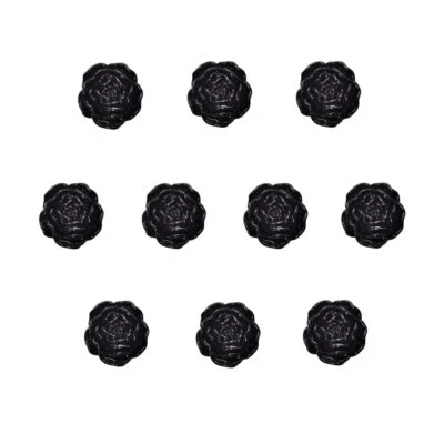 10Pcs 25mm Black Rose Flower Resin Button Flat back Single-Hole For Clothing ... - Image 1 of 4